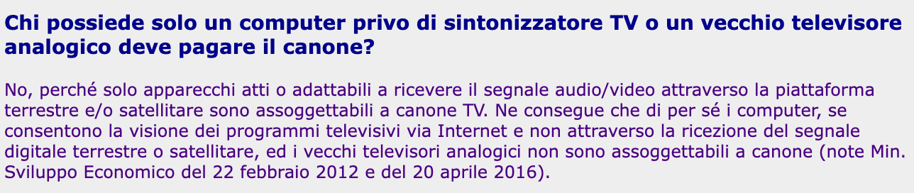 Se hai un monitor collegato a servizi streaming non paghi neanche il canone normale