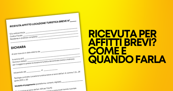 Esempio ricevuta affitto breve con marca da bollo da 2 euro, modello conforme normativa 2025
