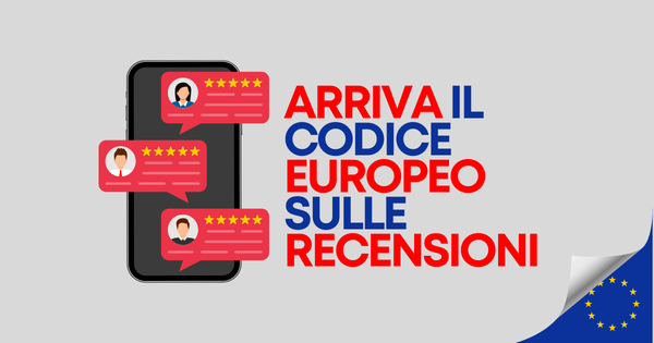 Illustrazione digitale che mostra recensioni online con stelle e icone di trasparenza, a rappresentare il nuovo codice UE per il turismo