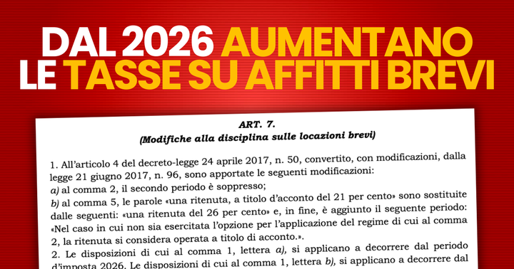 Aumentano le tasse su affitti brevi